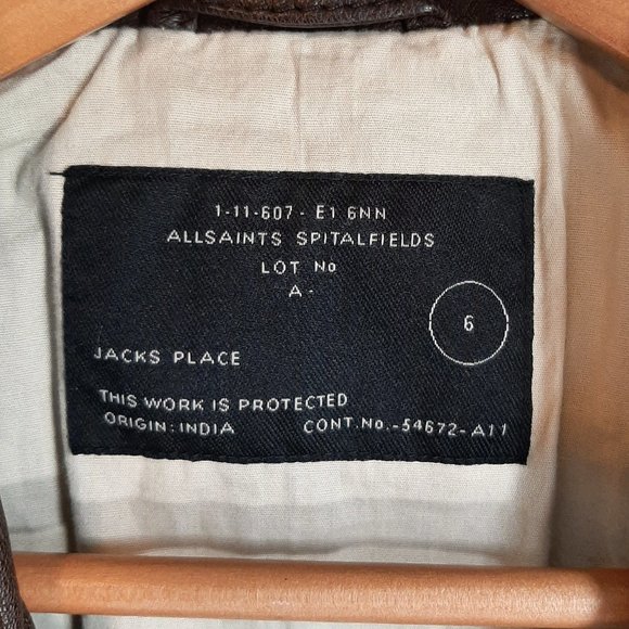 All Saints Brown Leather Jacket - Picture 11 of 15